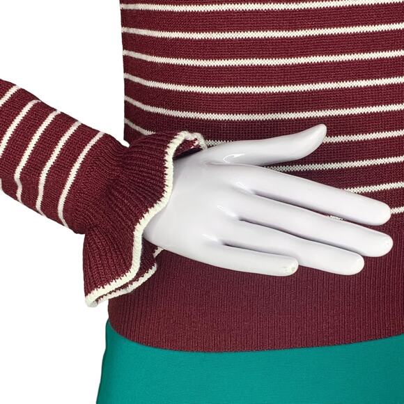 H&M Divided Fine Knit Striped Burgundy and White Pullover Size XS - Picture 4 of 10